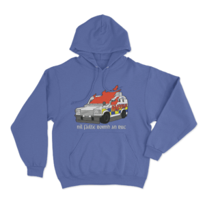 Burning Police Van Hoodie Blue