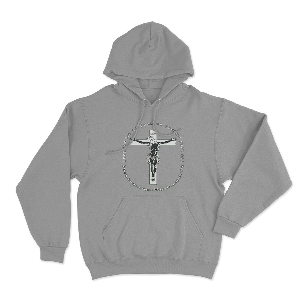 Provocative Crucifix Hoodie Grey Provocative Crucifix Hoodie Grey