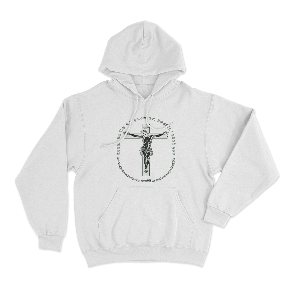 Provocative Crucifix Hoodie White Provocative Crucifix Hoodie White