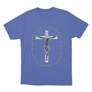 Provocative Crucifix T Shirt Blue 2